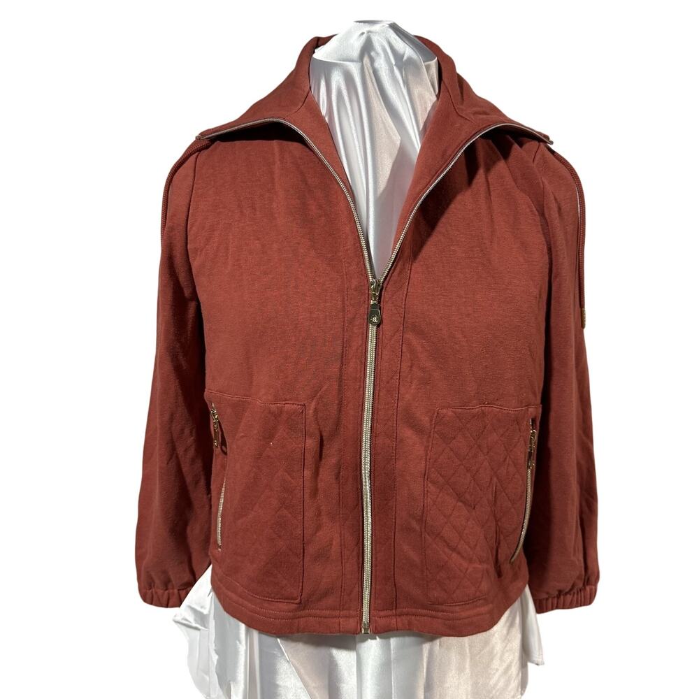 Ruby Rd. Petite Rust Quilted Zip-Up Jacket‎